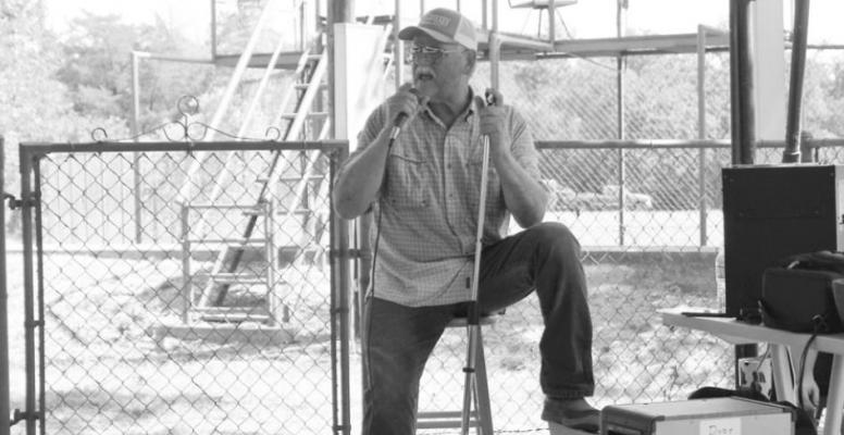 Amongst the entertainment provided at the New Ulm Firemen’s Park was singer Doug Polasek who sang for guests while they ate and mingled.