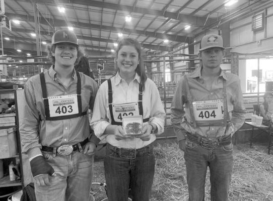 Lane Miller, Avery Oliver and Cameron Hein were among the Sealy FFA representatives that earned top marks from the Simbrah-Simmental Superbowl XXIX in San Antonio. CONTRIBUTED PHOTO