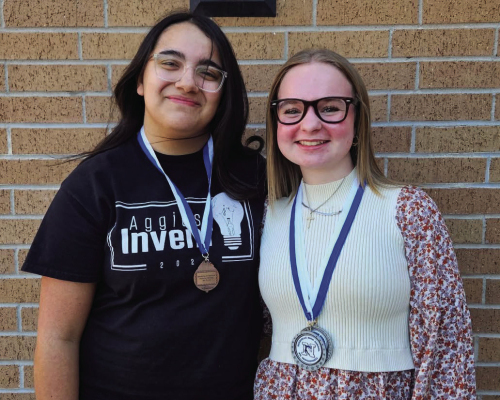 Brazos had a great day at Needville’s Academic meet today. Julia Ramos, left, placed 6th in editorial writing. Marissa Divin placed 2nd in both copy editing and headline writing. COURTESY PHOTO