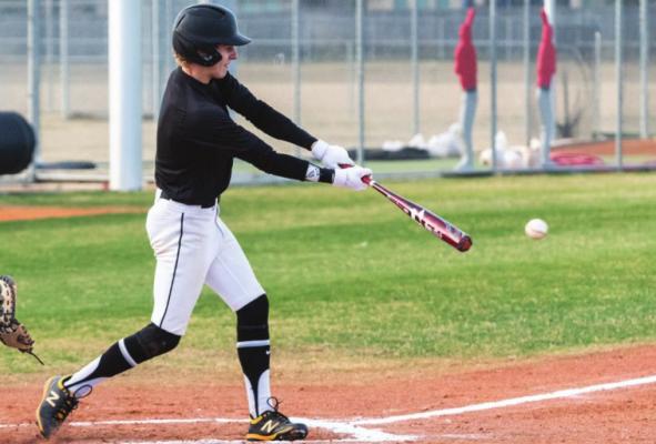 Sealy junior Haden Wernecke connects on a pitch during the Tigers’ final scrimmage against Jordan High School Feb. 19 in Fulshear. COLE McNANNA
