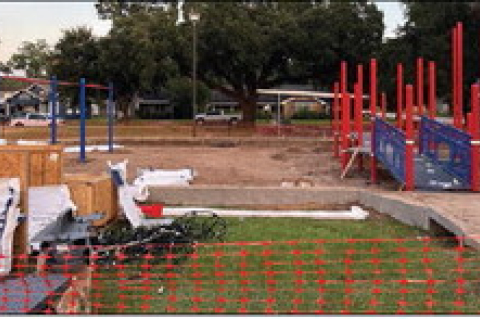 New playground equipment waits to be installed at Abe &amp; Irene Levin Park, July 7, in Sealy. After completing this project, workers will transition to installing new playground equipment at Mark A. Chapman B&amp;PW Park. SEALY NEWS | ALLISON DRINNON