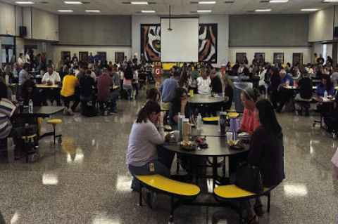 Sealy ISD Junior High Cafeteria filled with teachers and staff enjoying the luncheon.