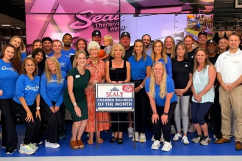The staff of Advanced Athletics Club celebrated receiving the Greater Sealy Area Chamber of Commerce Business of the Month award.