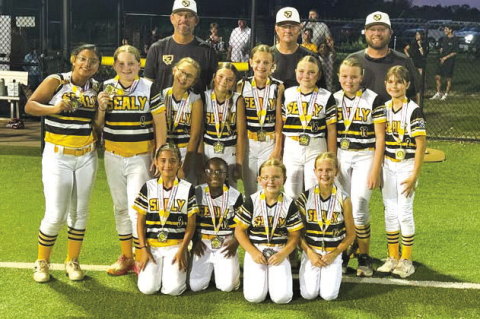The Sealy Minor All-Star softball team sports their silver medals after the district tournament. COURTESY PHOTO