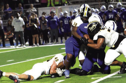 Sealy’s defense is led by #40 Colton Gilbert and #38 Javion Johnson as they stack up Needville ball carrier. Both will be back for their senior seasons. Gilbert has been projected as the district’s defensive player of the year. SEALY NEWS | HERBIE KOLLATSCHNY